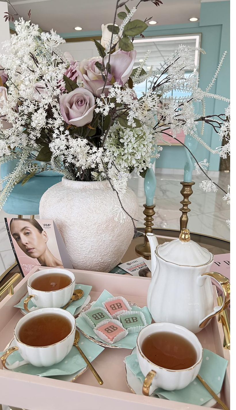 Tea service in the Botanica Beauty Studio lounge